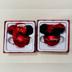4” Hallmark Disney Mickey and Minnie Velveted Christmas Ornaments